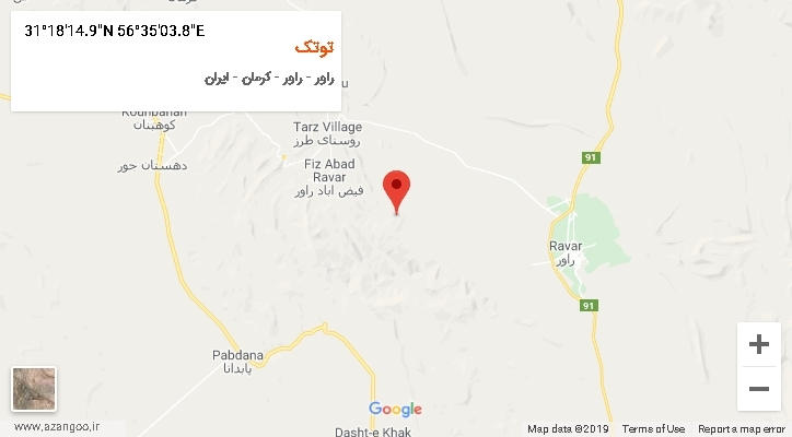روستای توتک بر روی نقشه