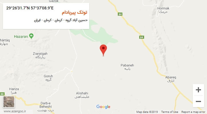 روستای توتک پیربادام بر روی نقشه