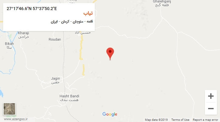 روستای تیاب بر روی نقشه