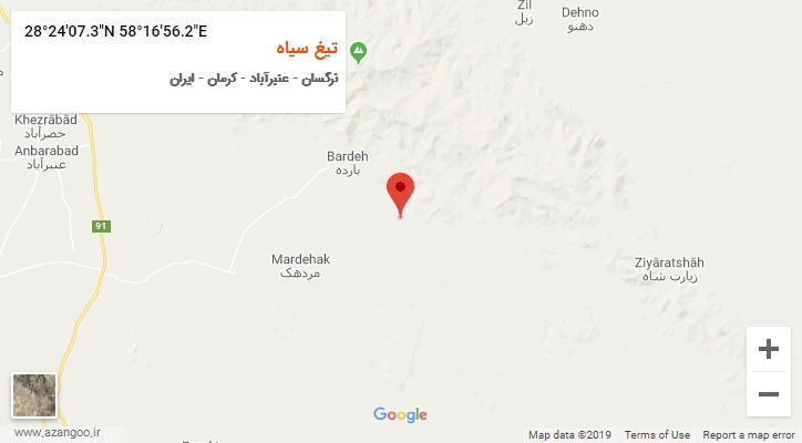 روستای تیغ سیاه بر روی نقشه