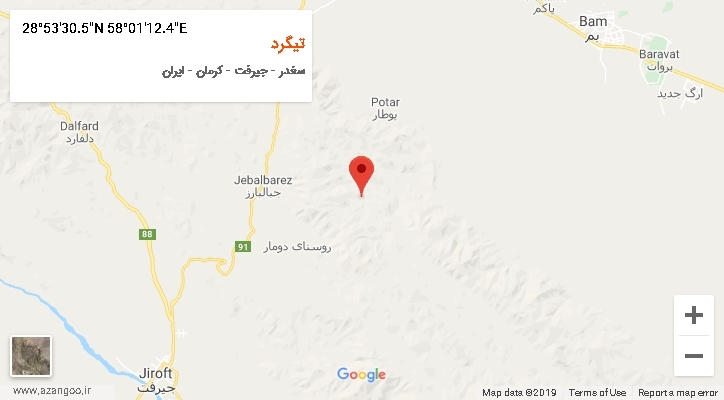 روستای تیگرد بر روی نقشه