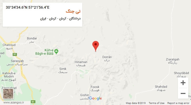 روستای تی جنگ بر روی نقشه