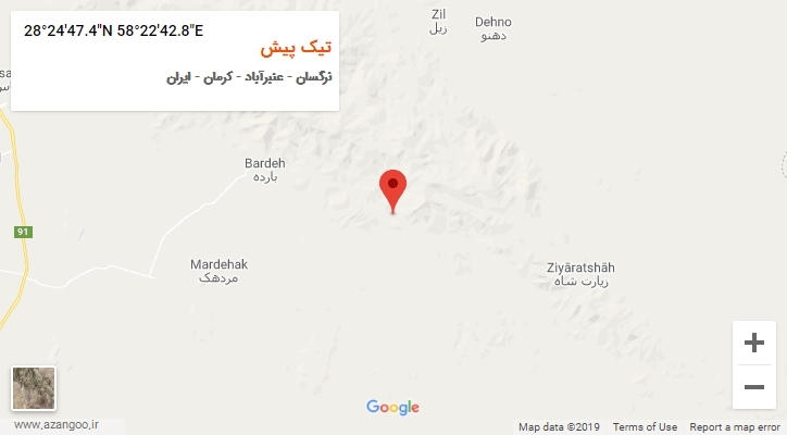 روستای تیک پیش بر روی نقشه