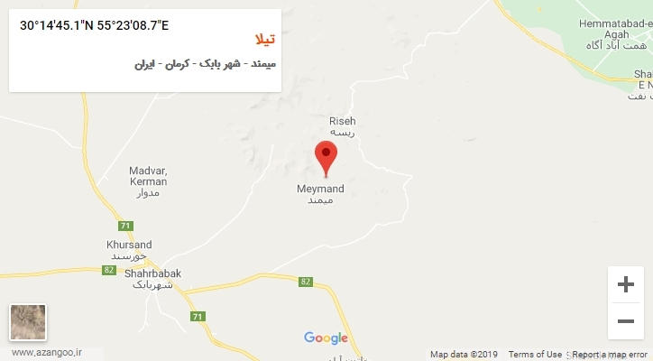 روستای تیلا بر روی نقشه