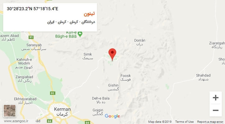 روستای تینون بر روی نقشه