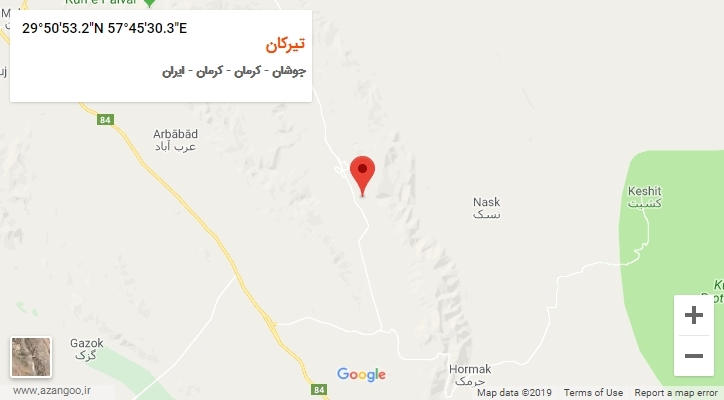 روستای تیرکان بر روی نقشه