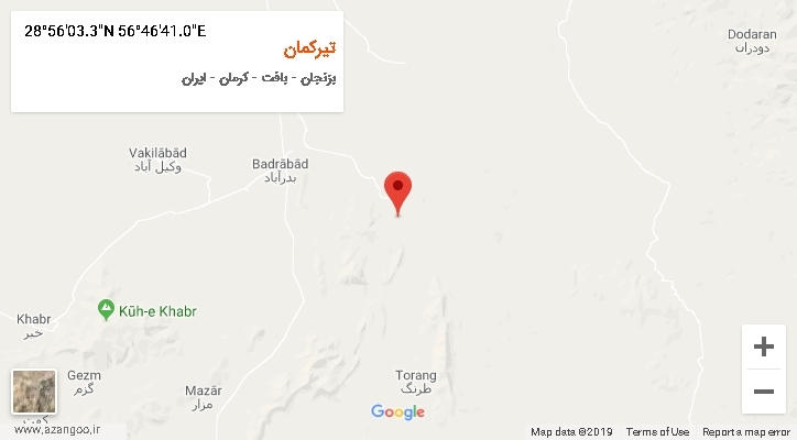روستای تیرکمان بر روی نقشه