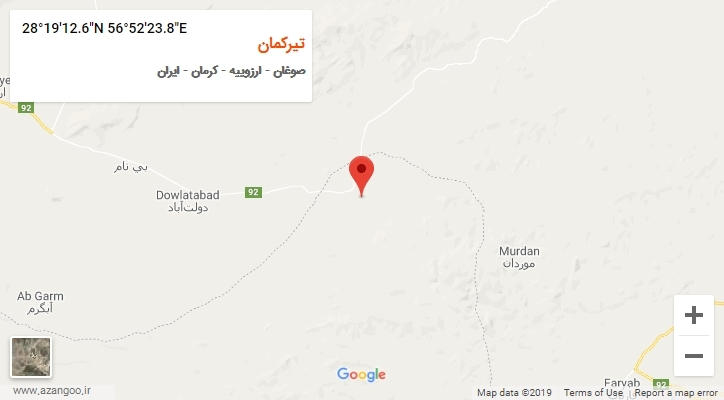 روستای تیرکمان بر روی نقشه
