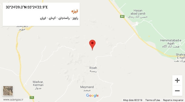 روستای تیزه بر روی نقشه