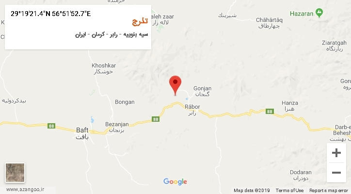 روستای تذرج بر روی نقشه