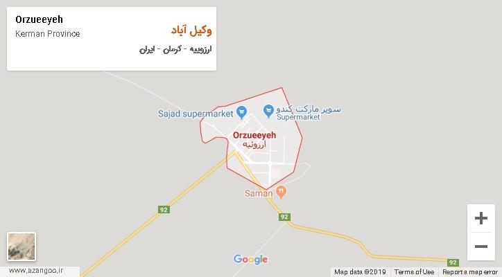دهستان وکیل آباد بر روی نقشه
