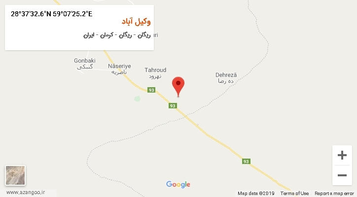 روستای وکیل آباد بر روی نقشه