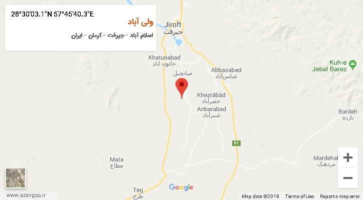 روستای ولی آباد بر روی نقشه