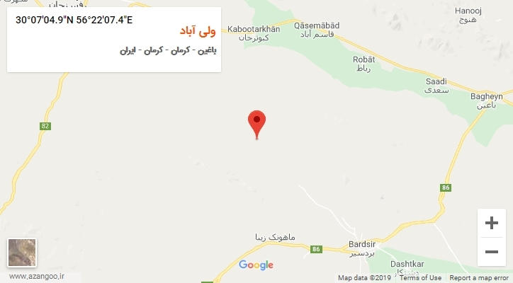 روستای ولی آباد بر روی نقشه