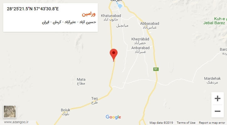 روستای ورامین بر روی نقشه