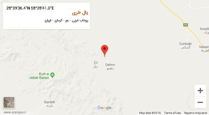 روستای یال خری بر روی نقشه