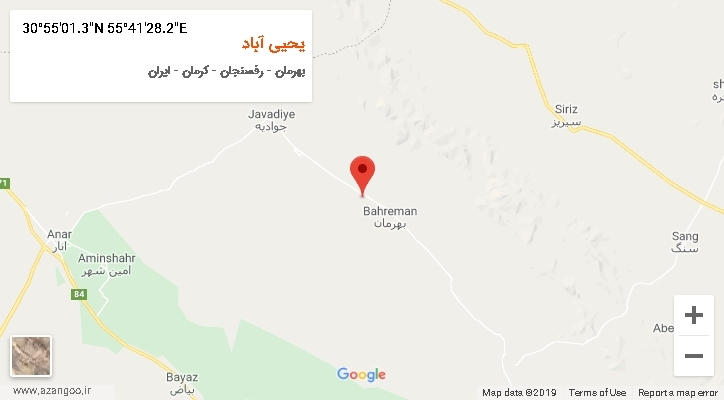 روستای یحیی آباد بر روی نقشه