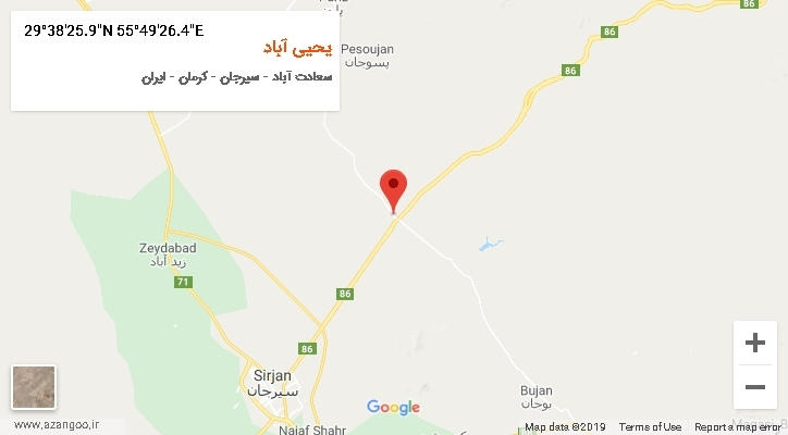 روستای یحیی آباد بر روی نقشه