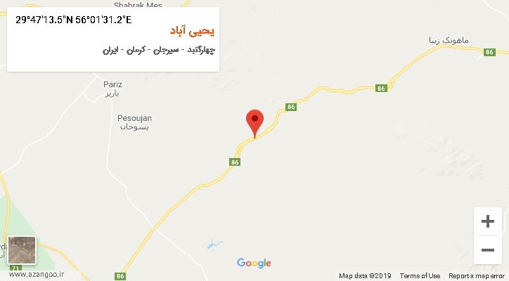 روستای یحیی آباد بر روی نقشه