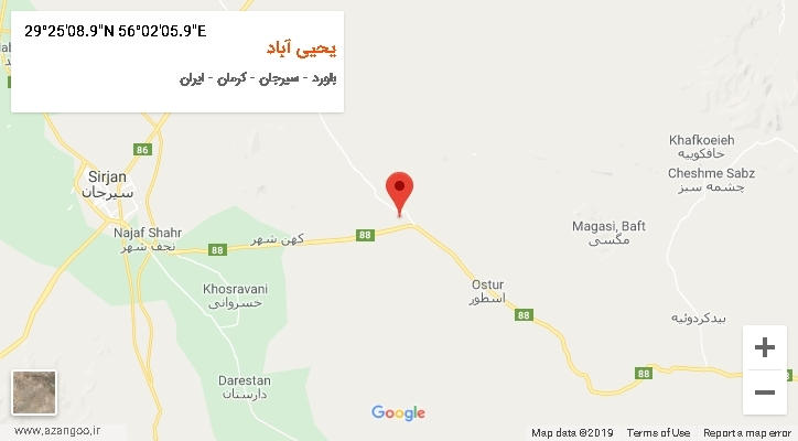 روستای یحیی آباد بر روی نقشه