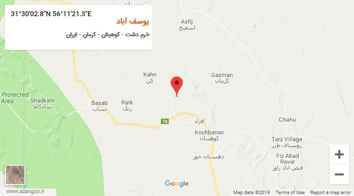 روستای یوسف آباد بر روی نقشه