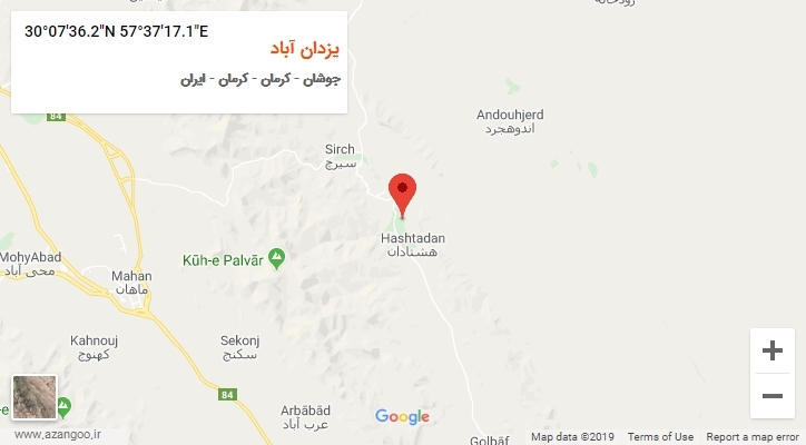 روستای یزدان آباد بر روی نقشه