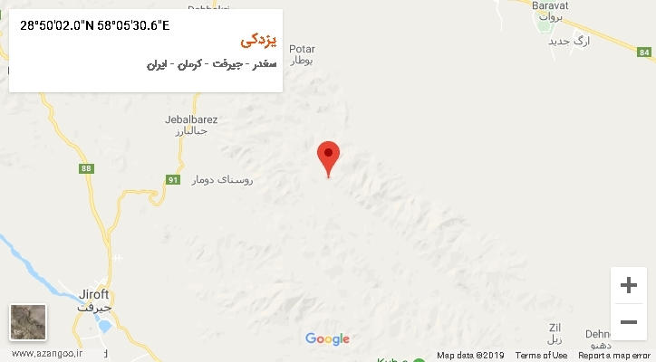روستای یزدکی بر روی نقشه