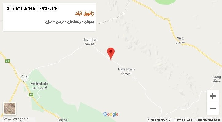 روستای زانوق آباد بر روی نقشه