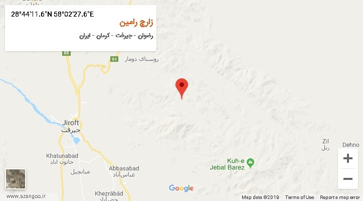 روستای زارچ رامین بر روی نقشه