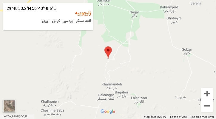 روستای زارچوییه بر روی نقشه