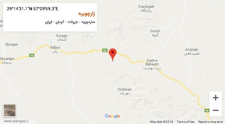 روستای زارچوییه بر روی نقشه