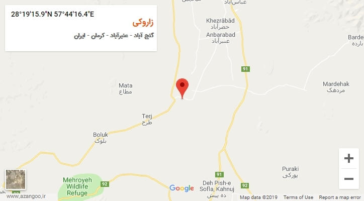 روستای زاروکی بر روی نقشه