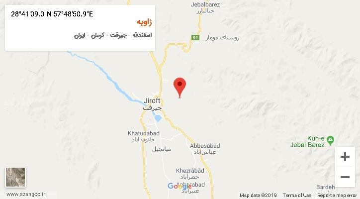 روستای زاویه بر روی نقشه