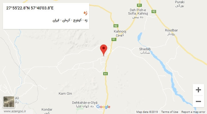 روستای زه بر روی نقشه