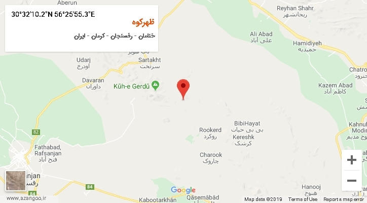 روستای ظهرکوه بر روی نقشه
