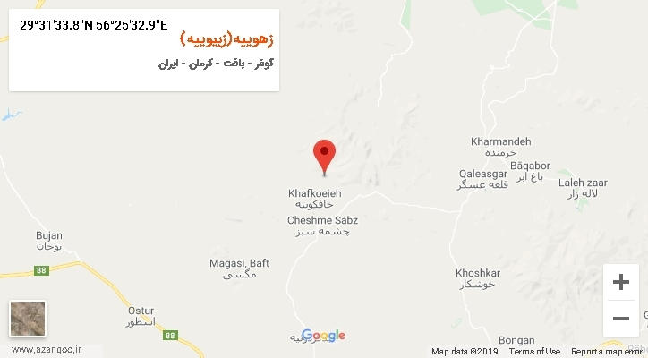 روستای زهوییه(زبیوییه) بر روی نقشه