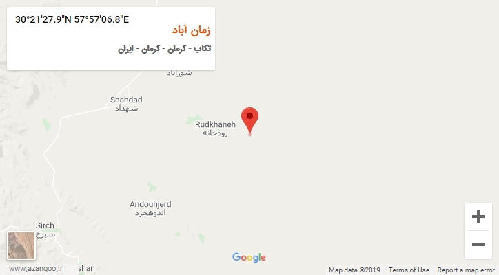 روستای زمان آباد بر روی نقشه