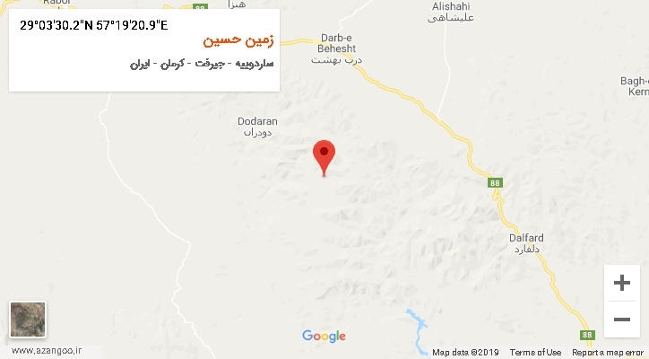 روستای زمین حسین بر روی نقشه