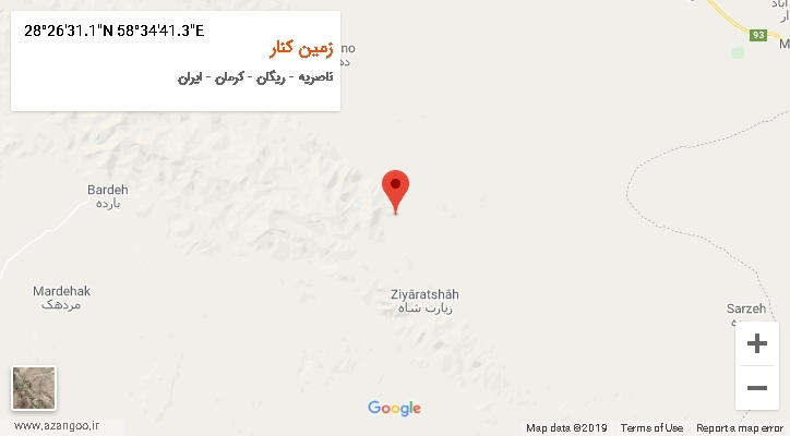 روستای زمین کنار بر روی نقشه