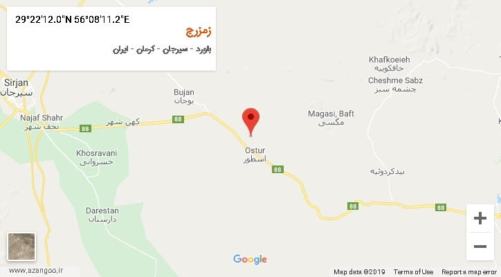 روستای زمزرج بر روی نقشه