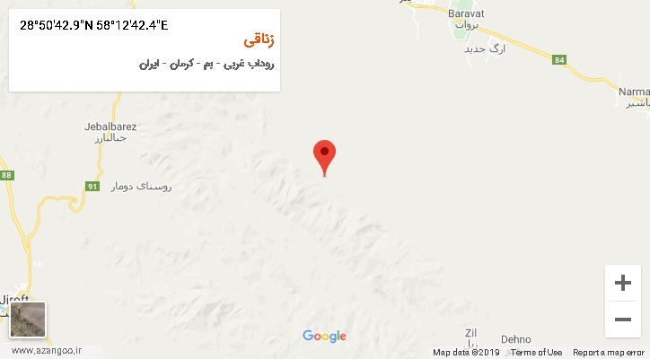 روستای زناقی بر روی نقشه
