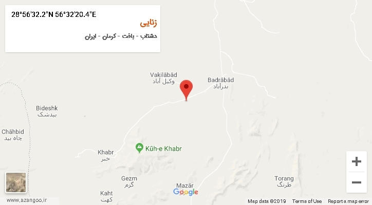 روستای زنایی بر روی نقشه