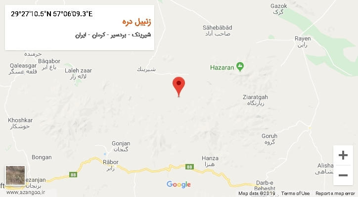 روستای زنبیل دره بر روی نقشه
