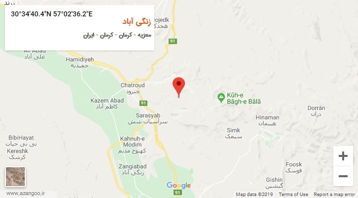 روستای زنگی آباد بر روی نقشه