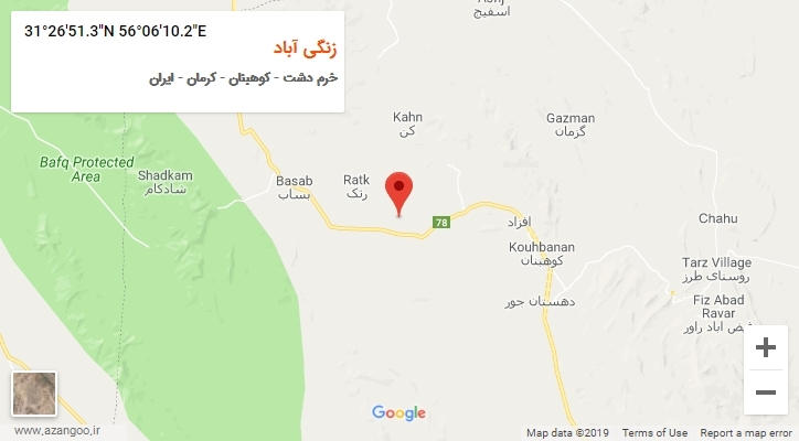 روستای زنگی آباد بر روی نقشه