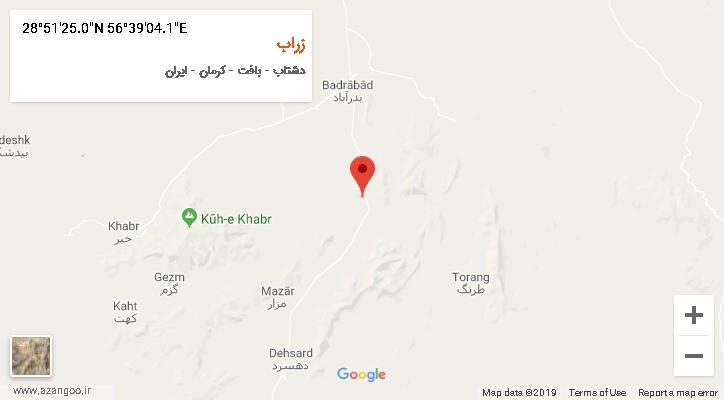 روستای زراب بر روی نقشه