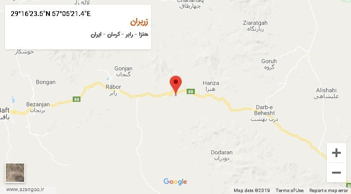 روستای زربران بر روی نقشه