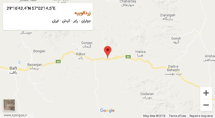 روستای زردالوییه بر روی نقشه