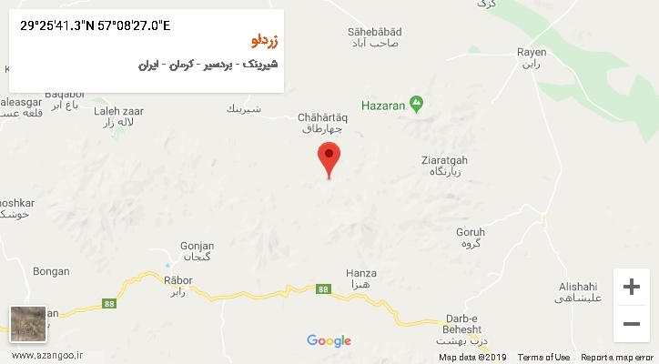 روستای زردلو بر روی نقشه