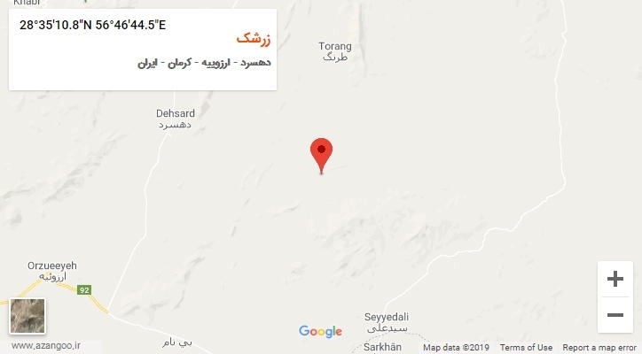 روستای زرشک بر روی نقشه